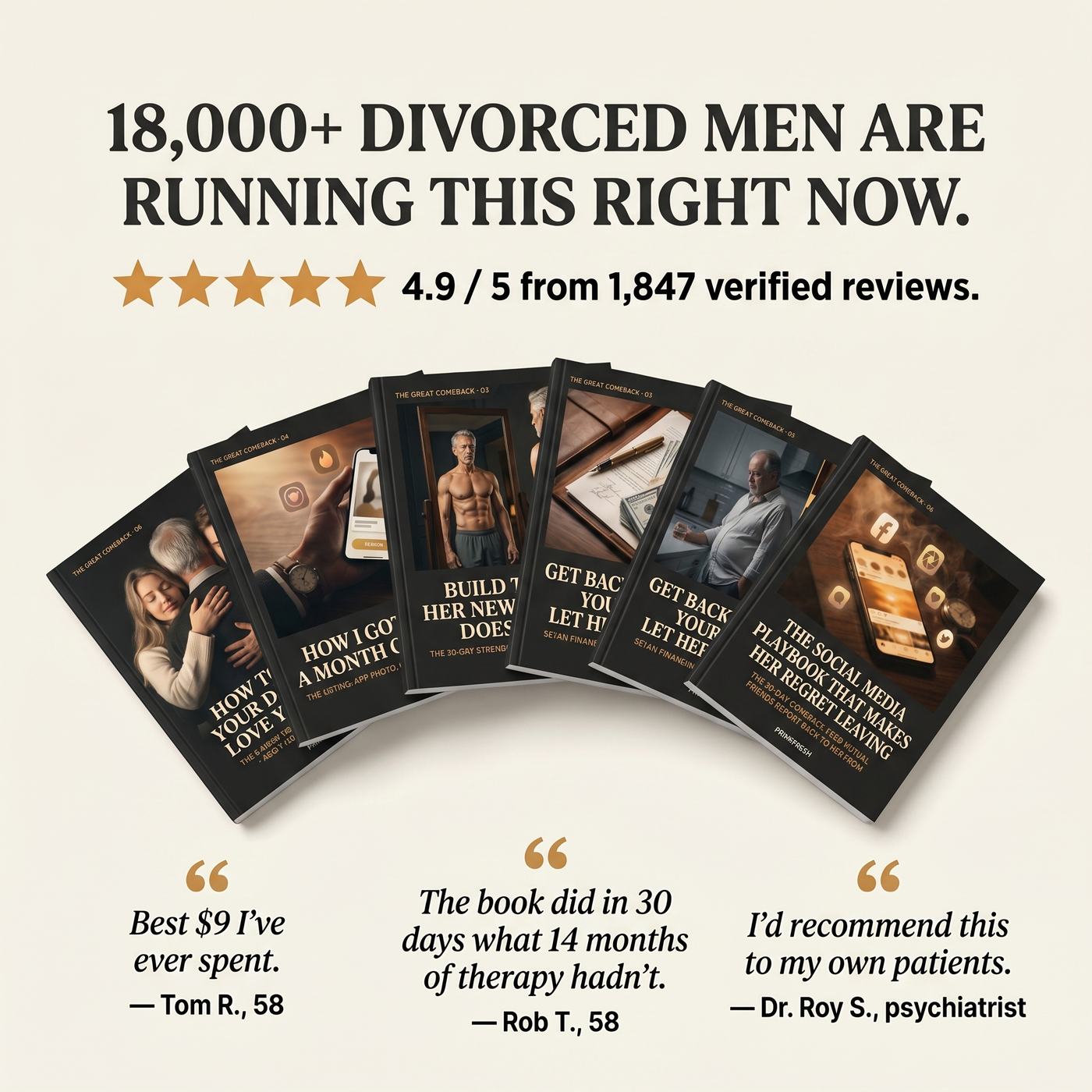 18,000+ men · 4.9 star reviews